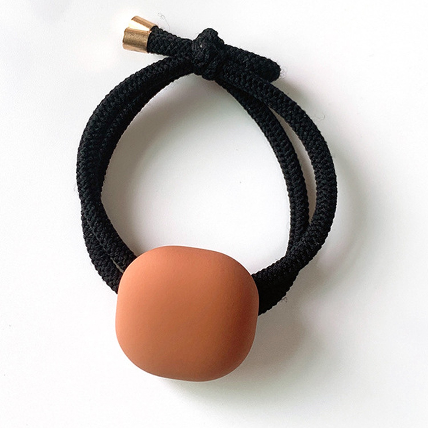 巧克力霧面磨砂髮圈-方形-棕色