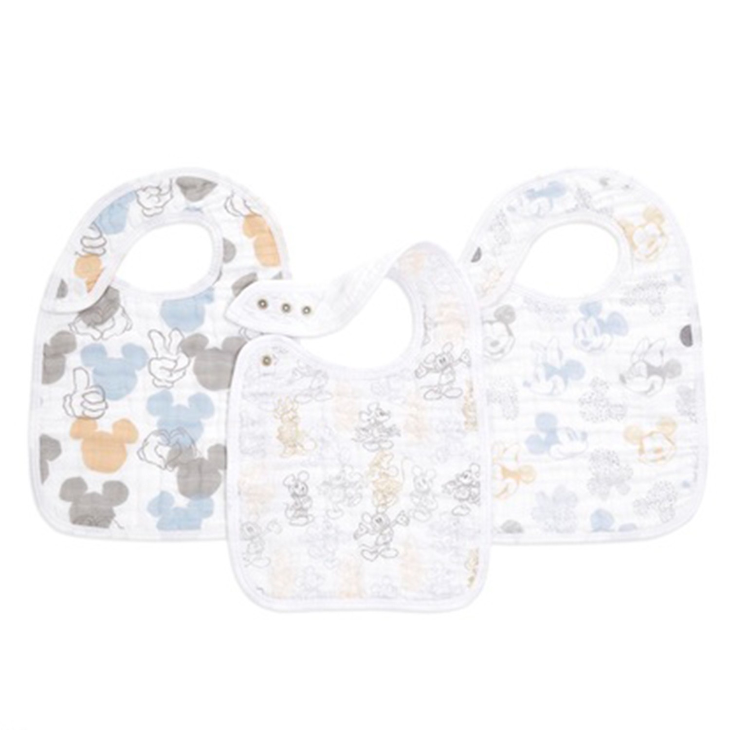 3入柔紗圍兜-歡樂米奇3入柔紗圍兜(三扣) (30x23公分)