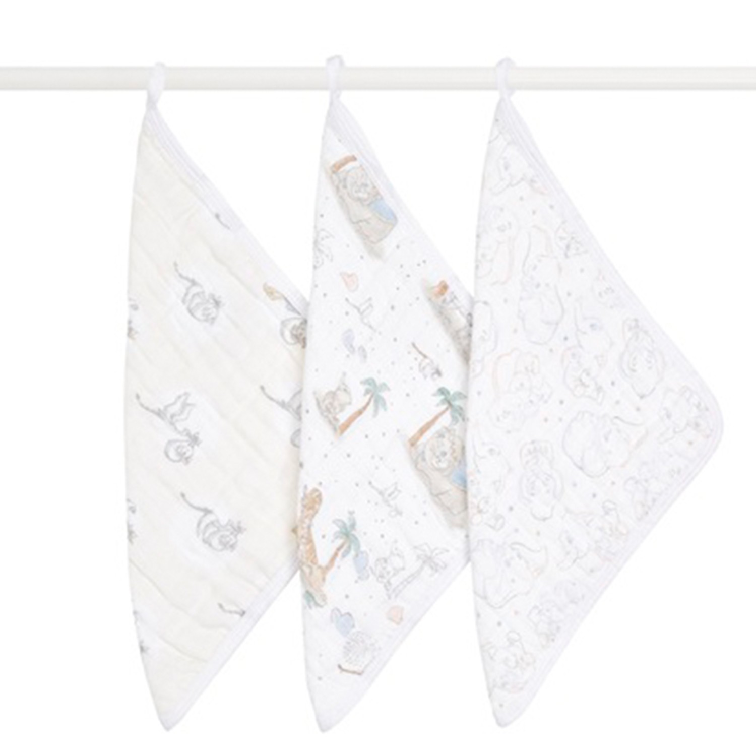 3入小方巾-寶貝小飛象3入小方巾(單面花色) (27x27公分)