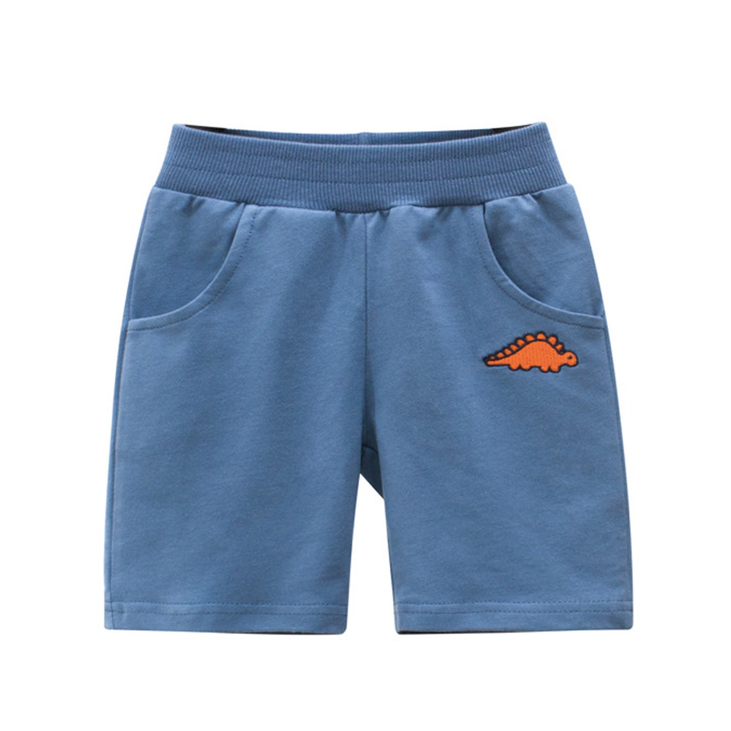 口袋恐龍五分褲-水藍 (90cm)