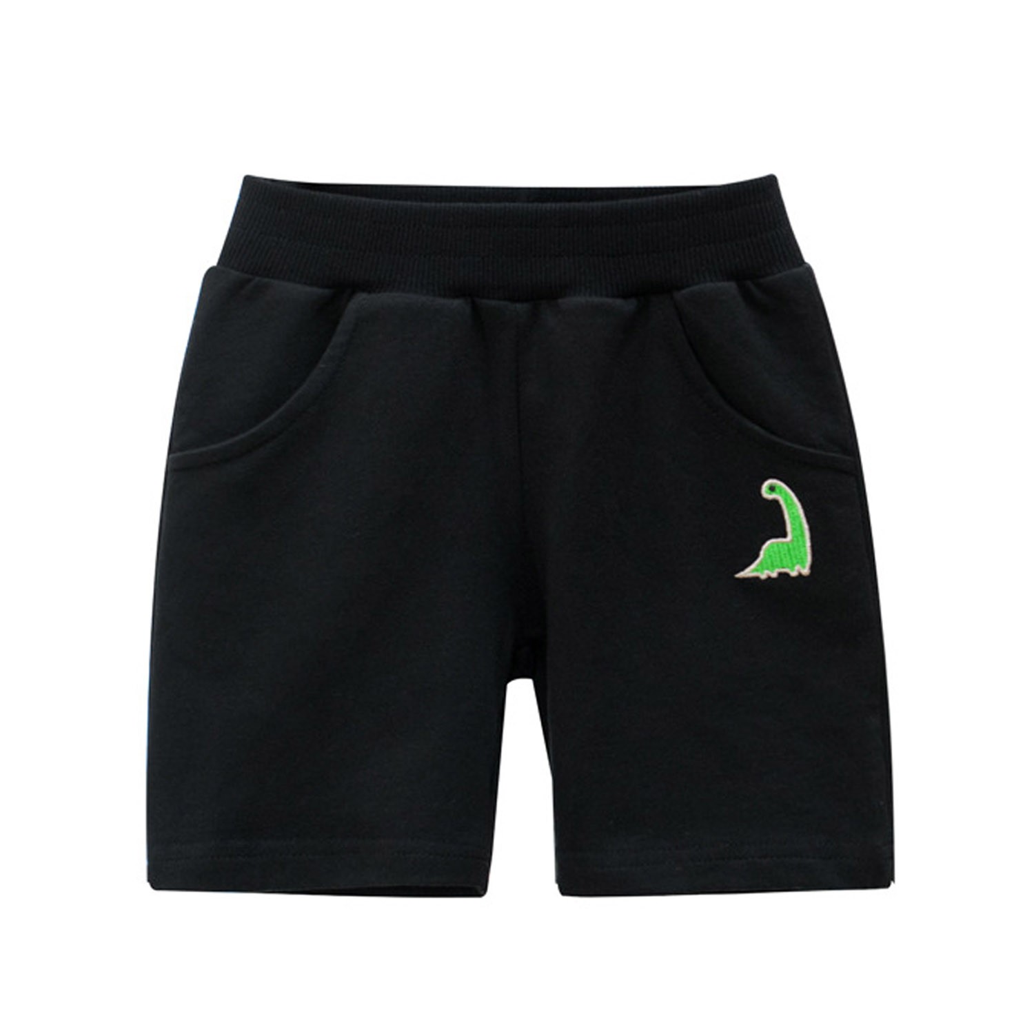 口袋恐龍五分褲-純黑 (90cm)