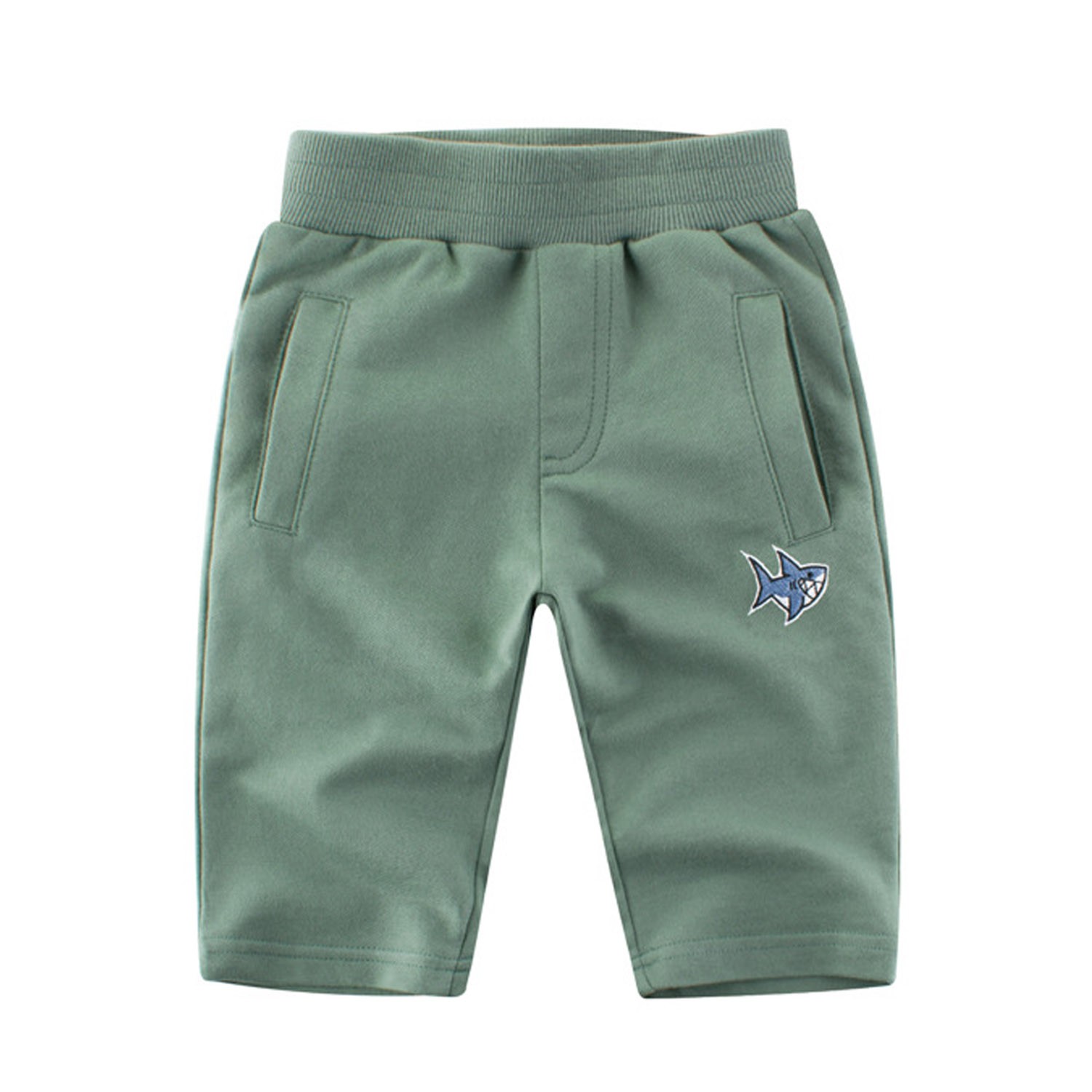 鯊魚圖標七分褲-艾綠 (90cm)