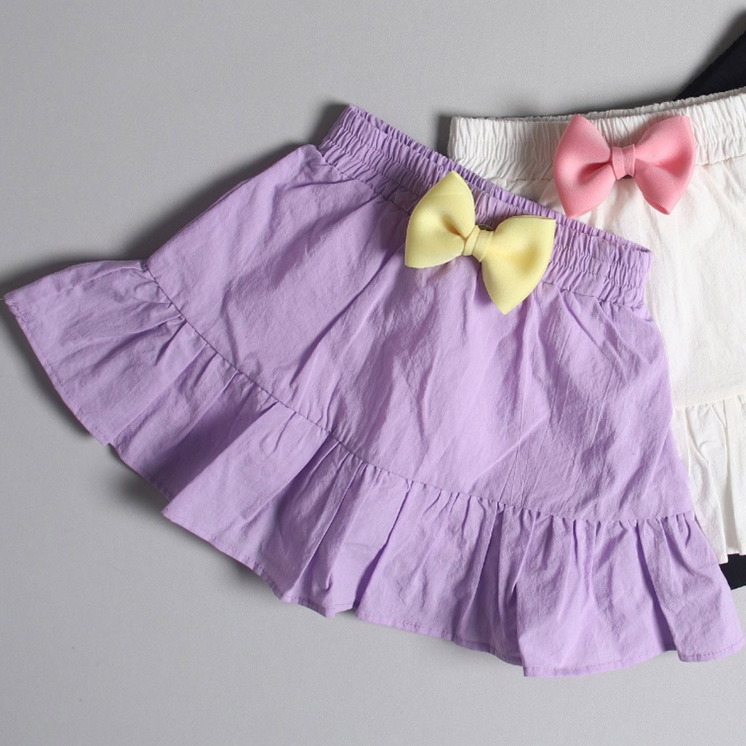 蝴蝶結荷葉短褲裙-淺紫 (5號(90-95cm,10-13kg))