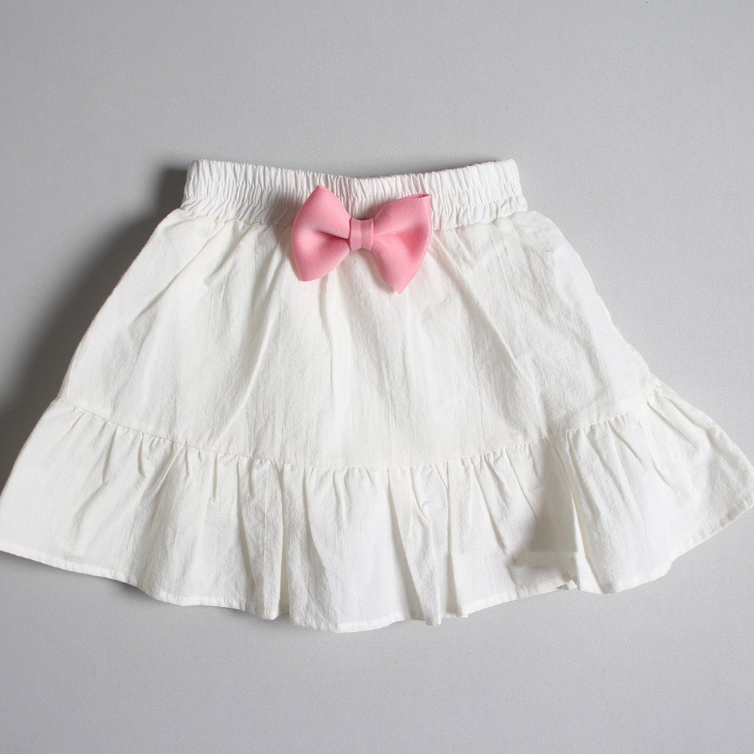 蝴蝶結荷葉短褲裙-白 (5號(90-95cm,10-13kg))