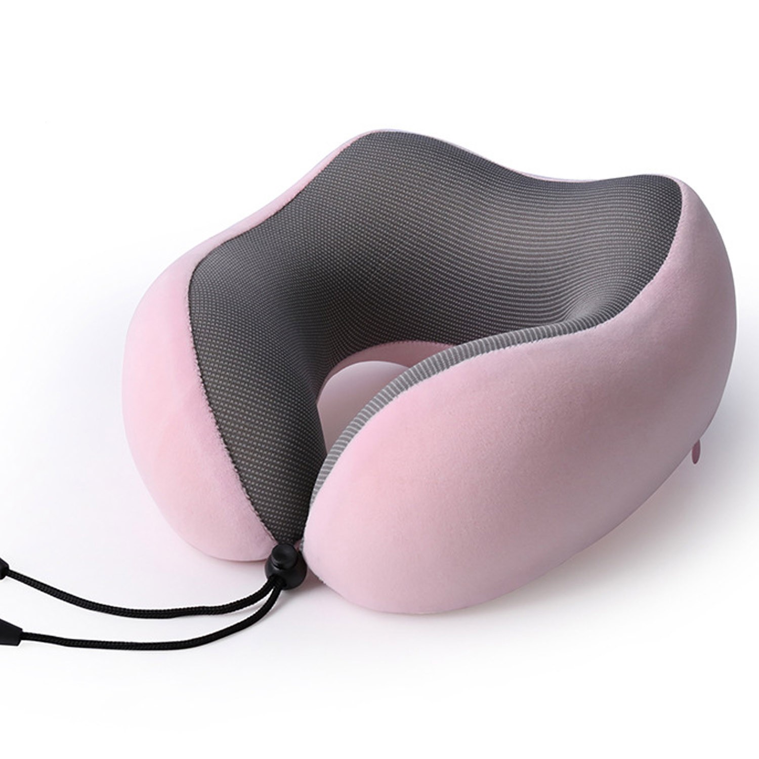 U型記憶頸枕旅行套組-附收納袋、眼罩、耳塞-馬卡粉 (25*27*14cm)