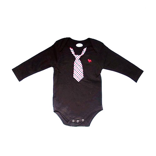 黑色領帶長袖連身衣 (6M)