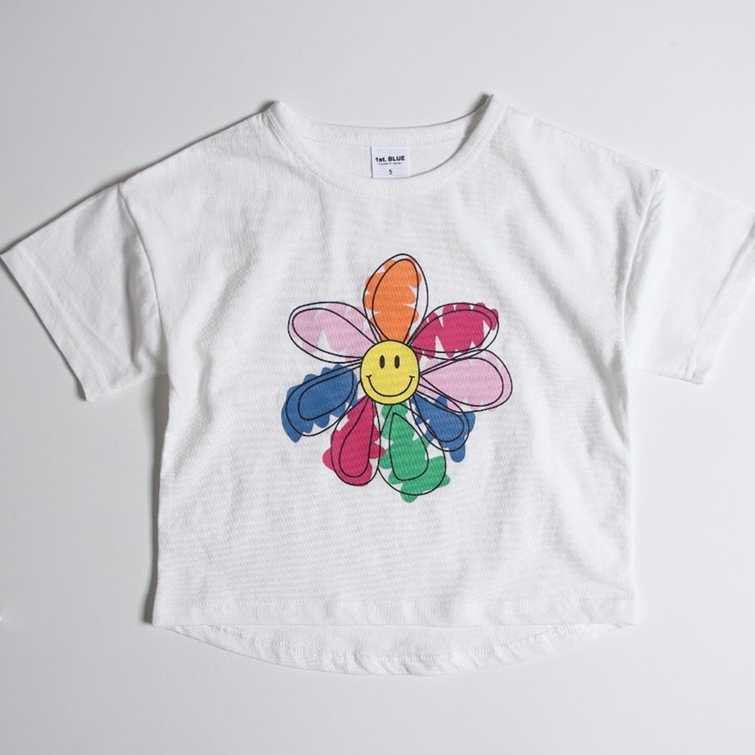 彩虹花朵T-白 (5號(90-95cm,10-13kg))