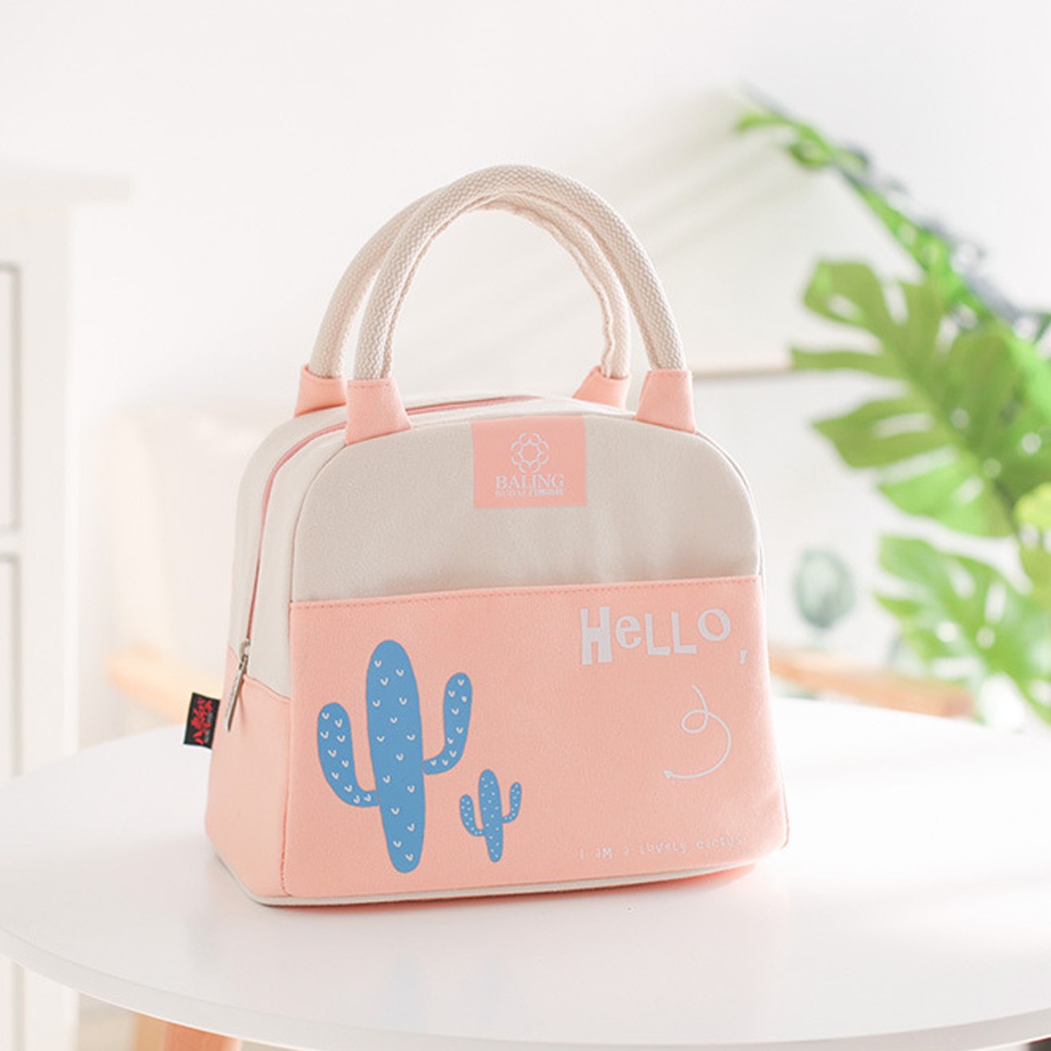 清新手提保溫午餐包便當袋-粉色 (24*16*21cm)