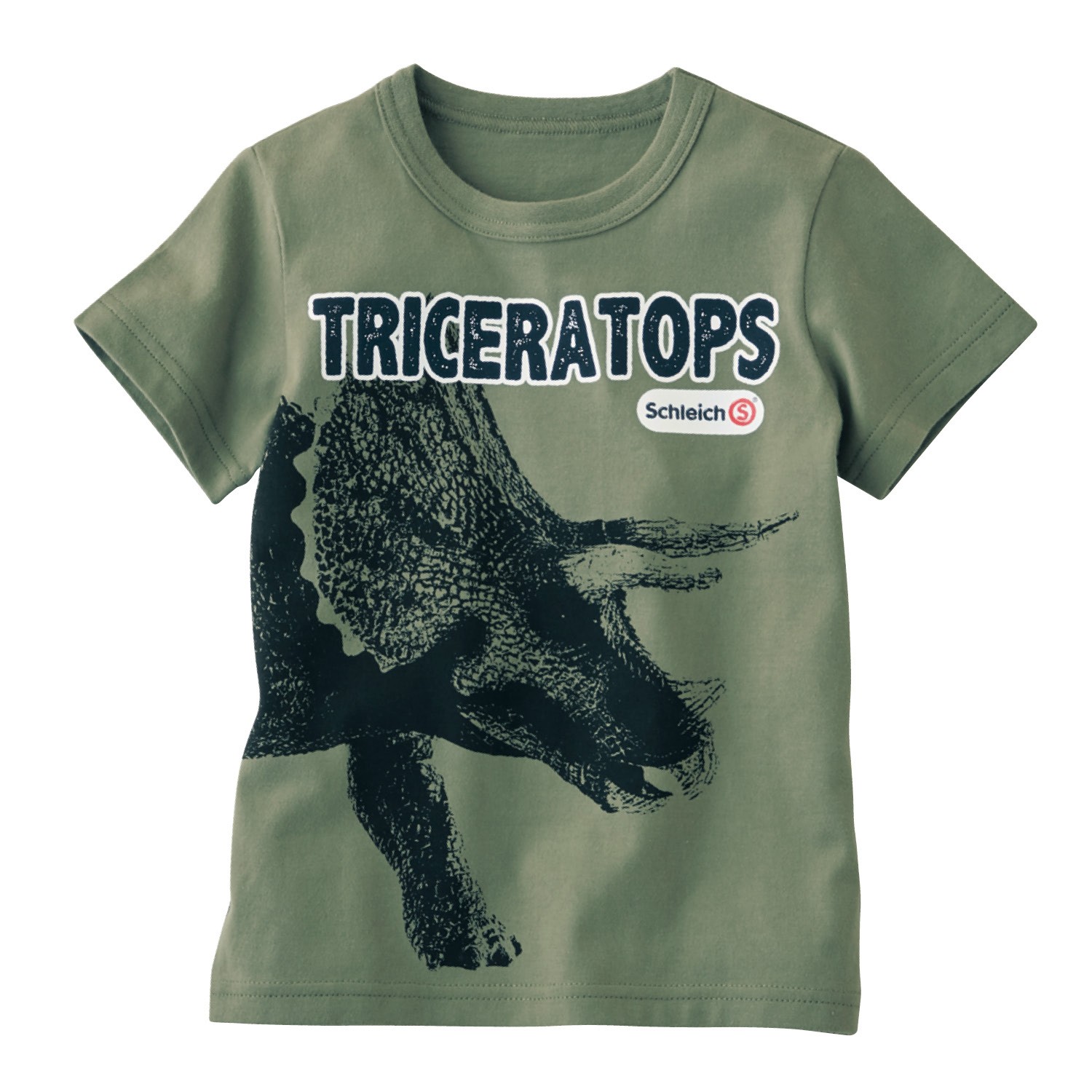 寫實動物天竺棉印花短T-三角龍-綠 (90)