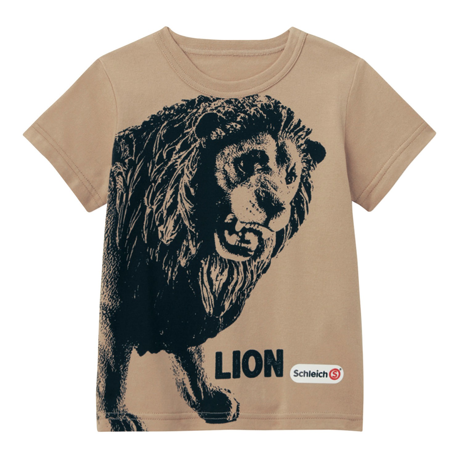 寫實動物天竺棉印花短T-獅子-褐 (90)