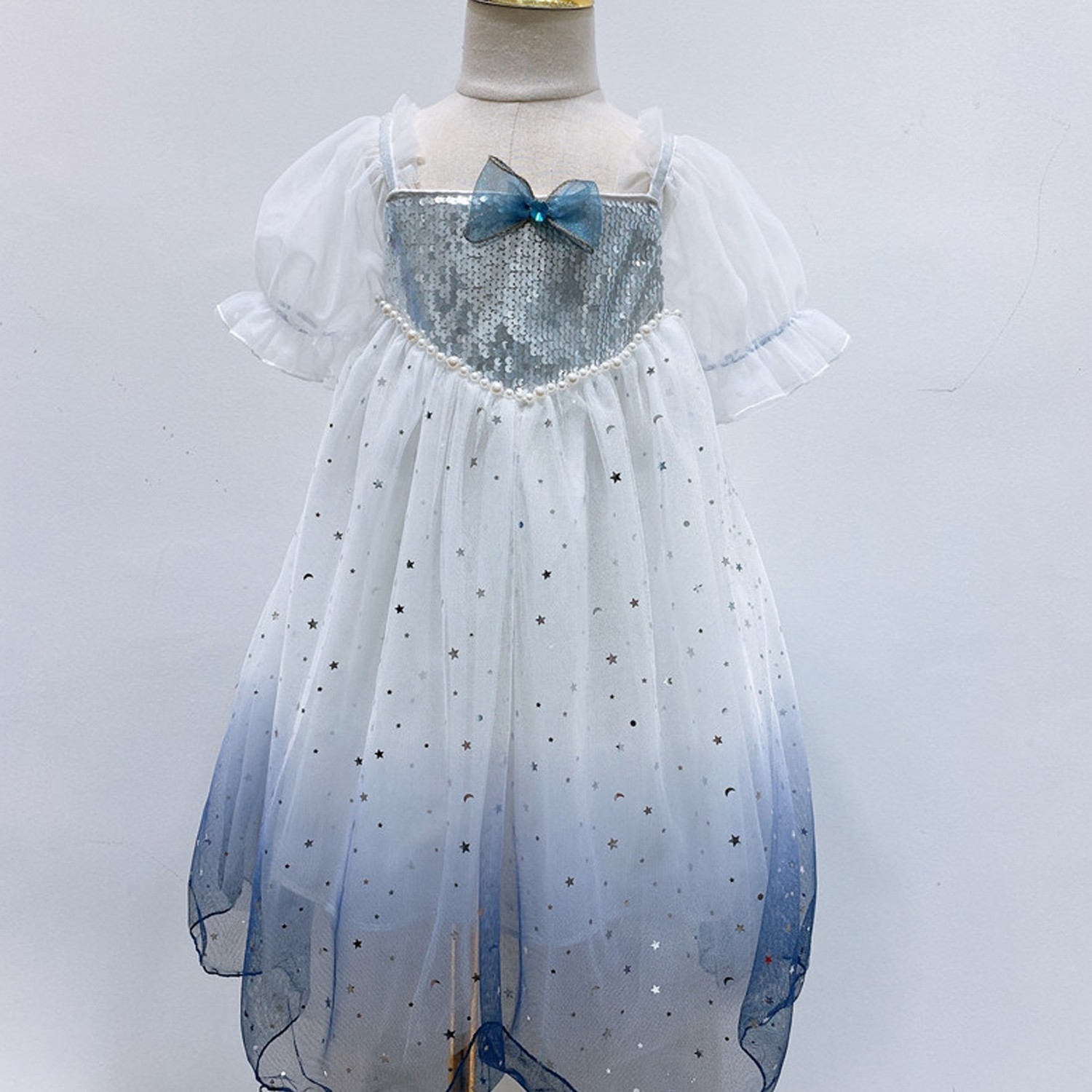 細紗星空亮片公主洋裝-冰藍 (110cm)