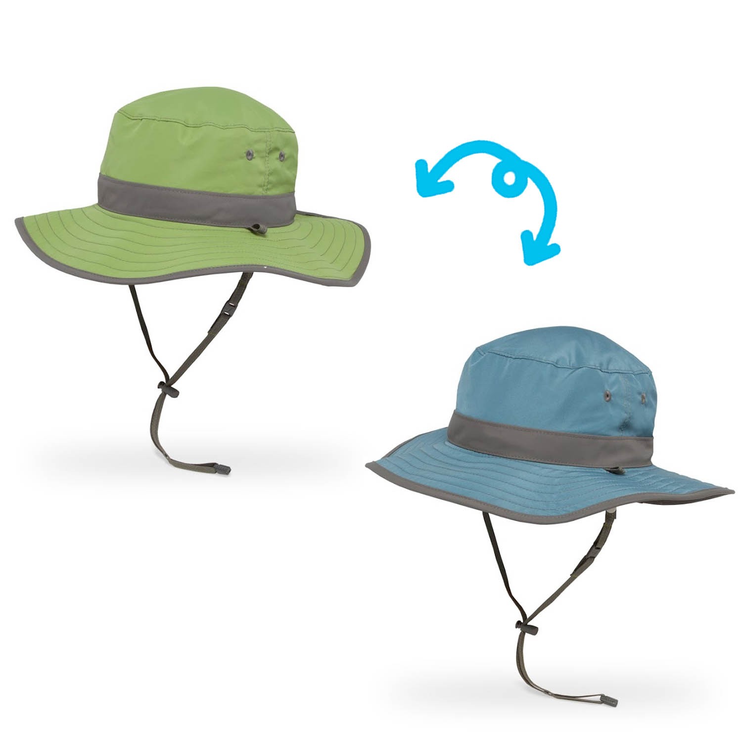 兒童防曬帽-兒童抗UV雙面圓盤帽Kids Clear Creek Boonie-青石 (M 頭圍49.5-52CM 帽緣寬8.9CM 建議2-5歲兒童)