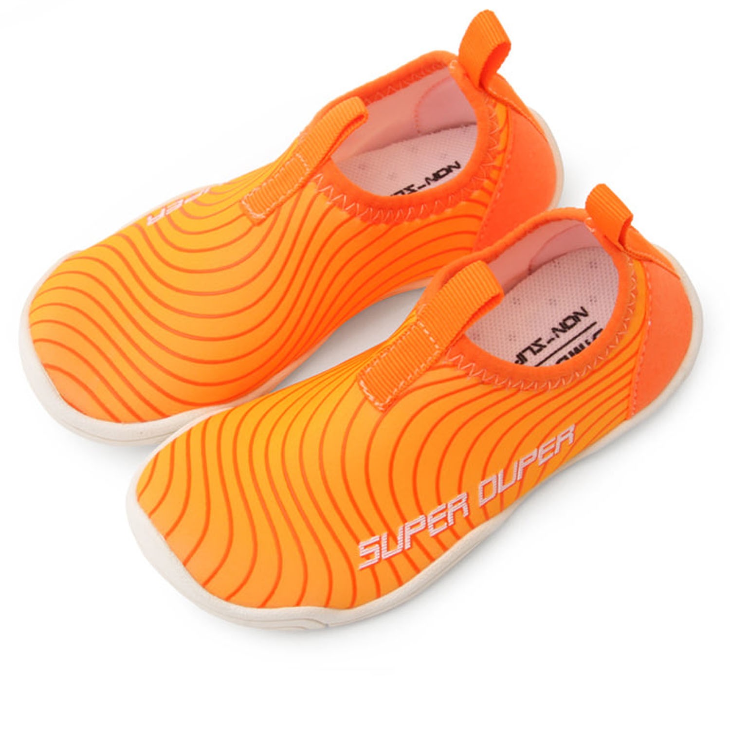 (設計款)加厚底防滑機能沙灘鞋/溯溪鞋-亮眼波紋-螢光橘 (160)