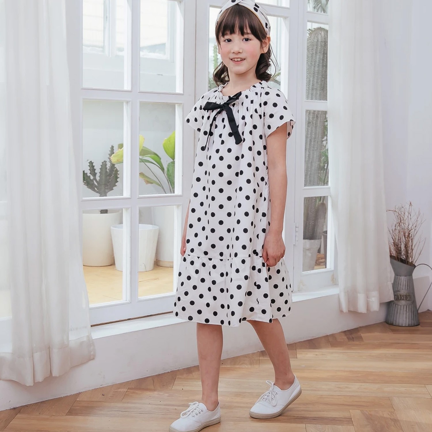 (童裝)微醺氣泡洋裝-小孩款-黑白 (100CM)