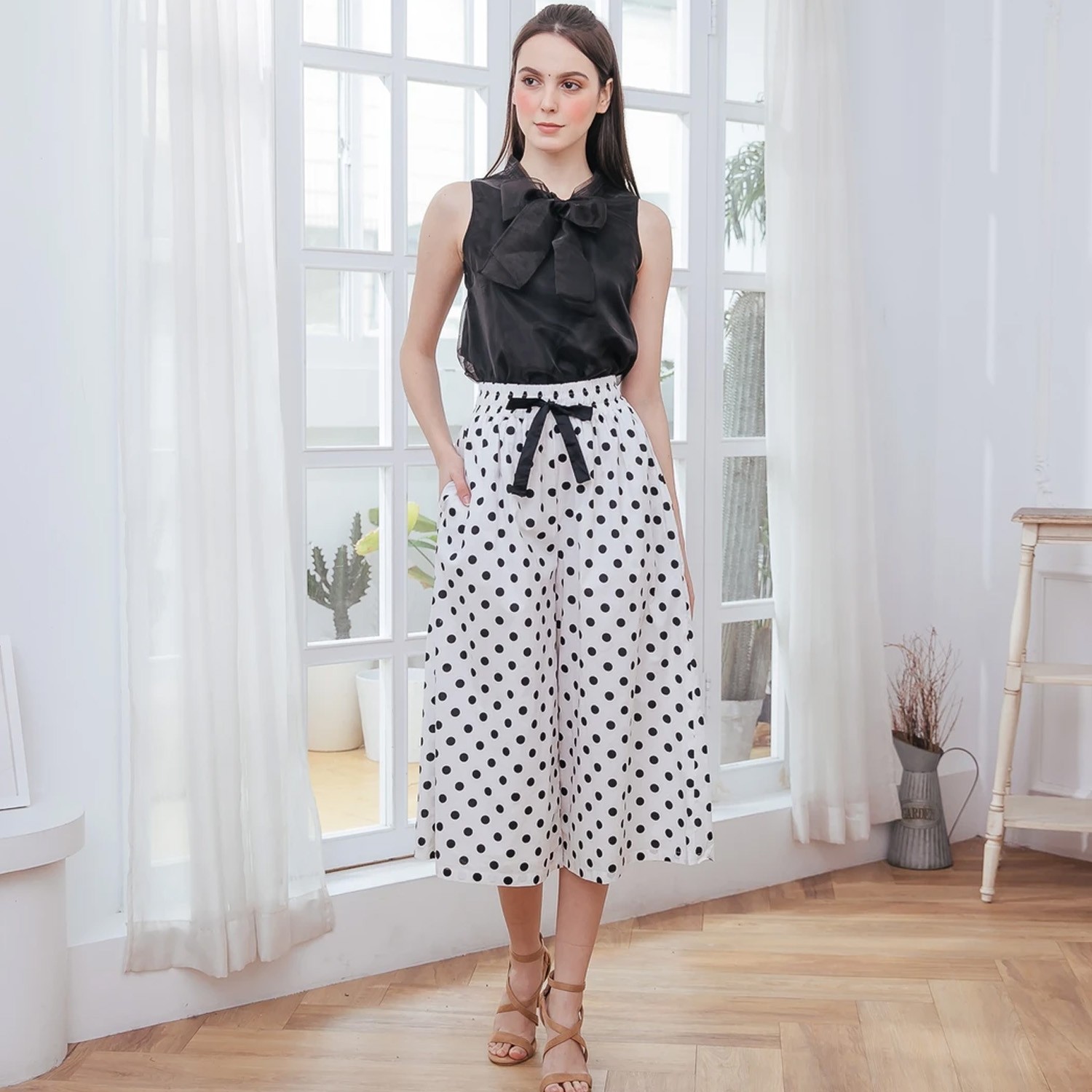 (女裝)微醺氣泡褲裙-大人款-黑白 (S)