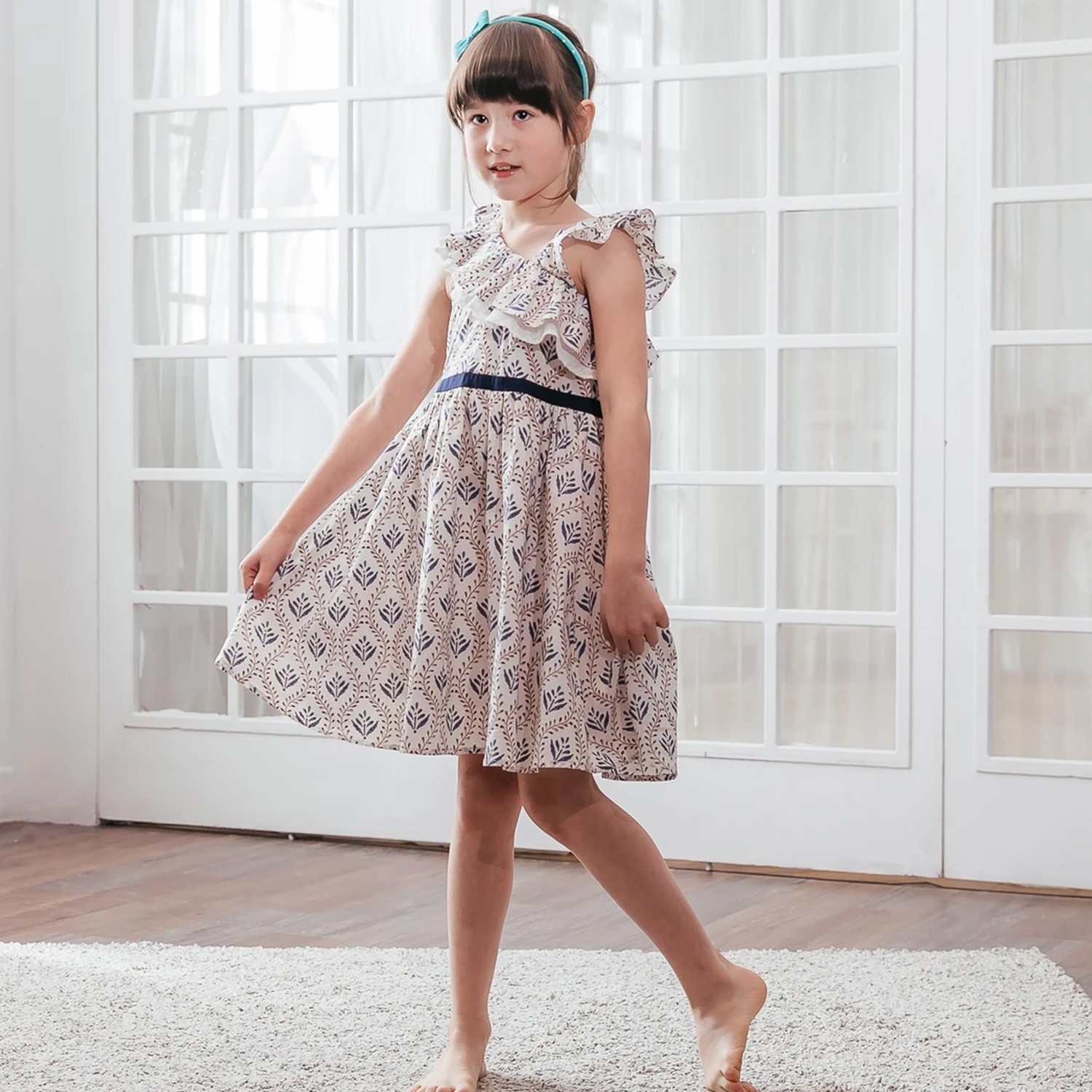 (童裝)星夜微風洋裝-小孩款-藍 (100CM)