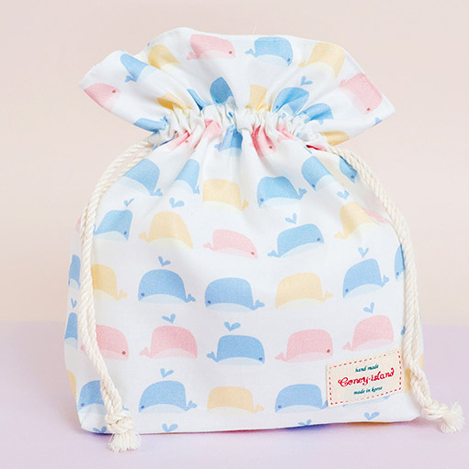 防水束口便當袋/收納袋-糖果鯨魚 (25.5X25.5X8cm)