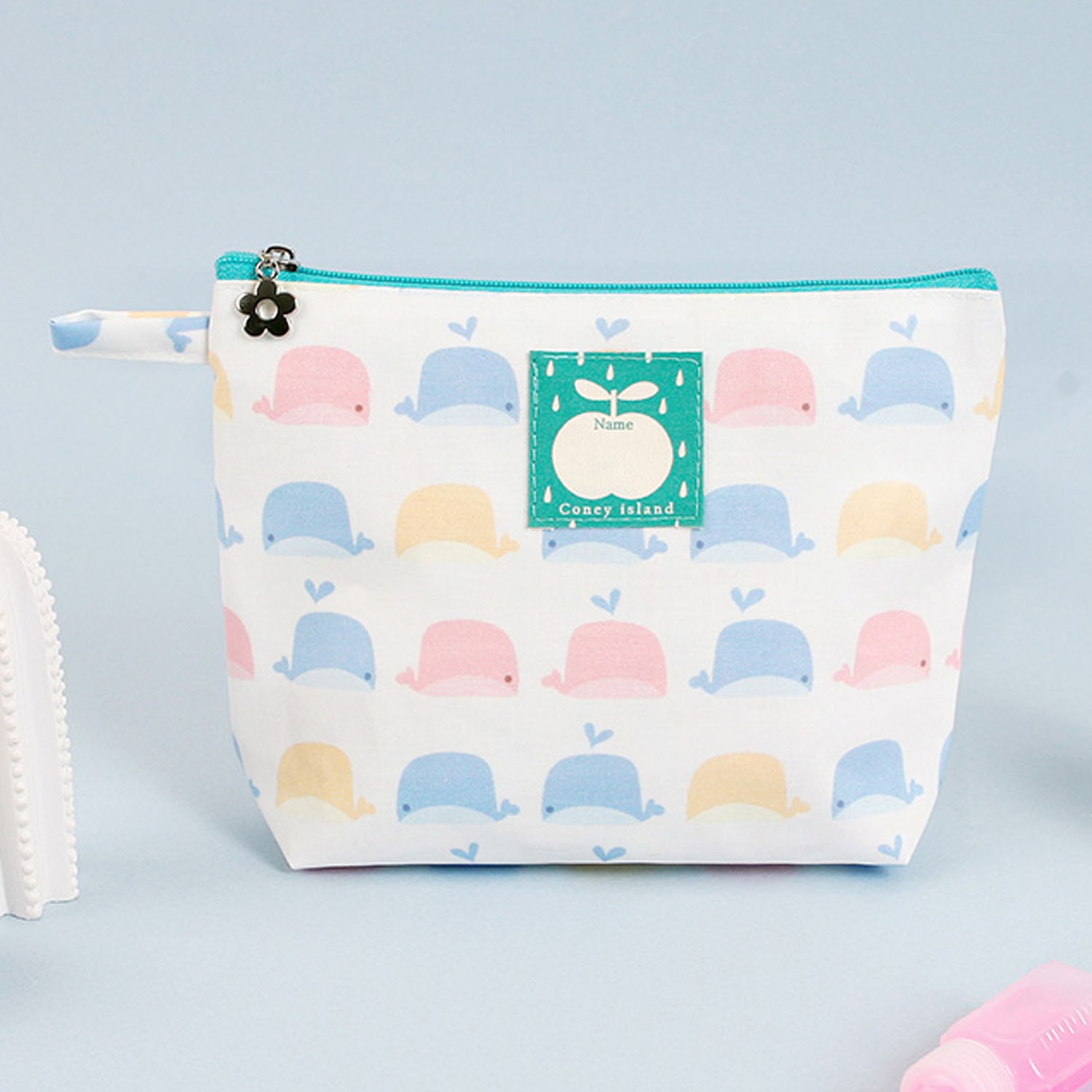 寬底防水拉鍊收納袋-小-糖果鯨魚 (20.5X14.5X5cm)