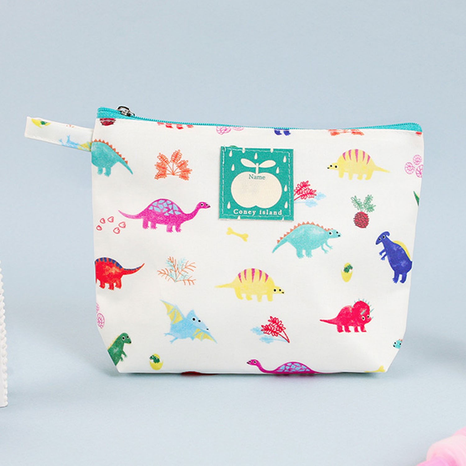 寬底防水拉鍊收納袋-小-七彩恐龍 (20.5X14.5X5cm)