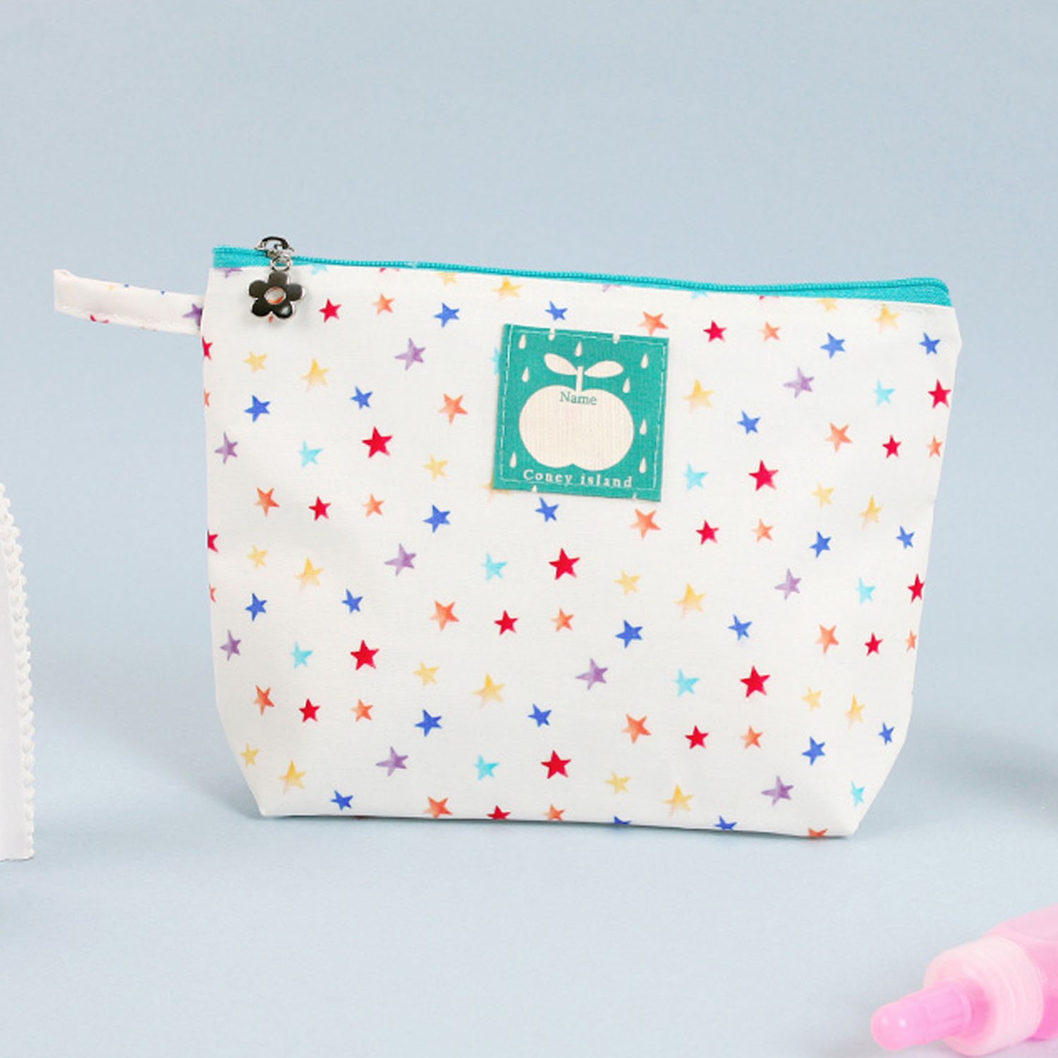 寬底防水拉鍊收納袋-小-彩色星星 (20.5X14.5X5cm)