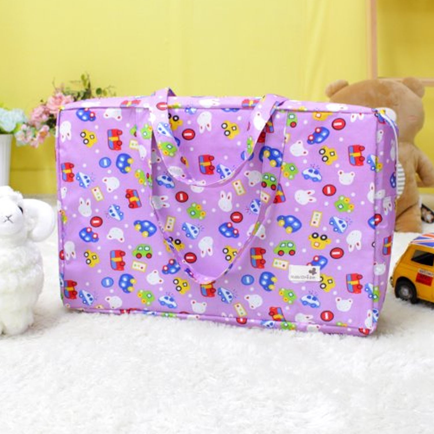 防潑水厚款睡袋收納袋(M)-車車 (55*35*15cm)