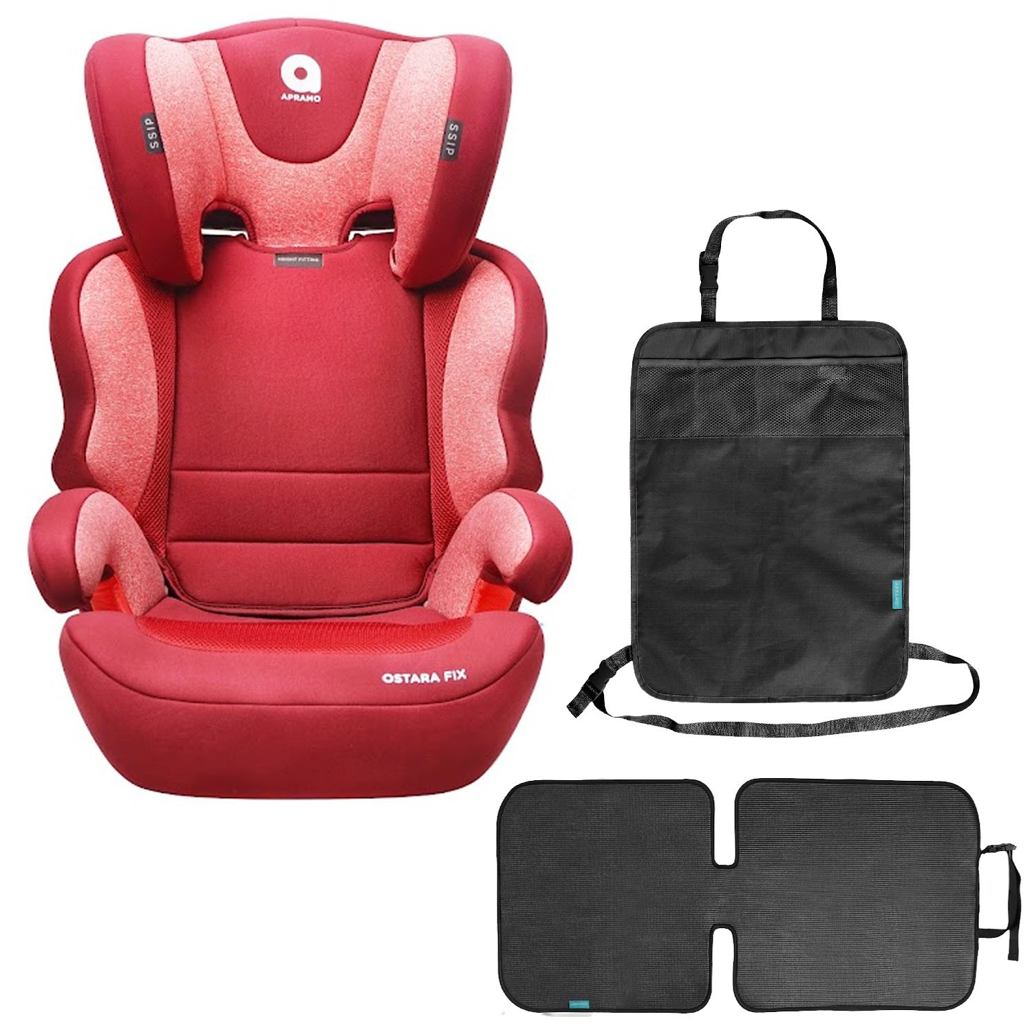 Ostara Fix成長型汽座-勃根地紅-附保護墊及防踢墊