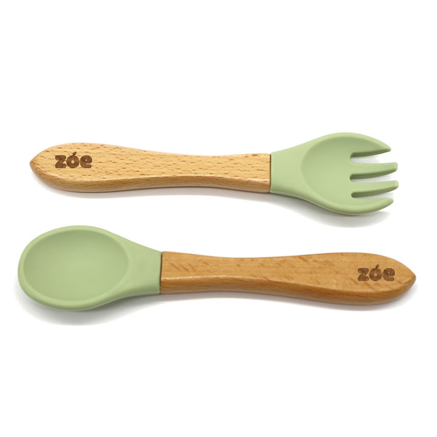 ZOE 櫸木矽膠湯叉組-橄欖綠 (3.5*14cm)