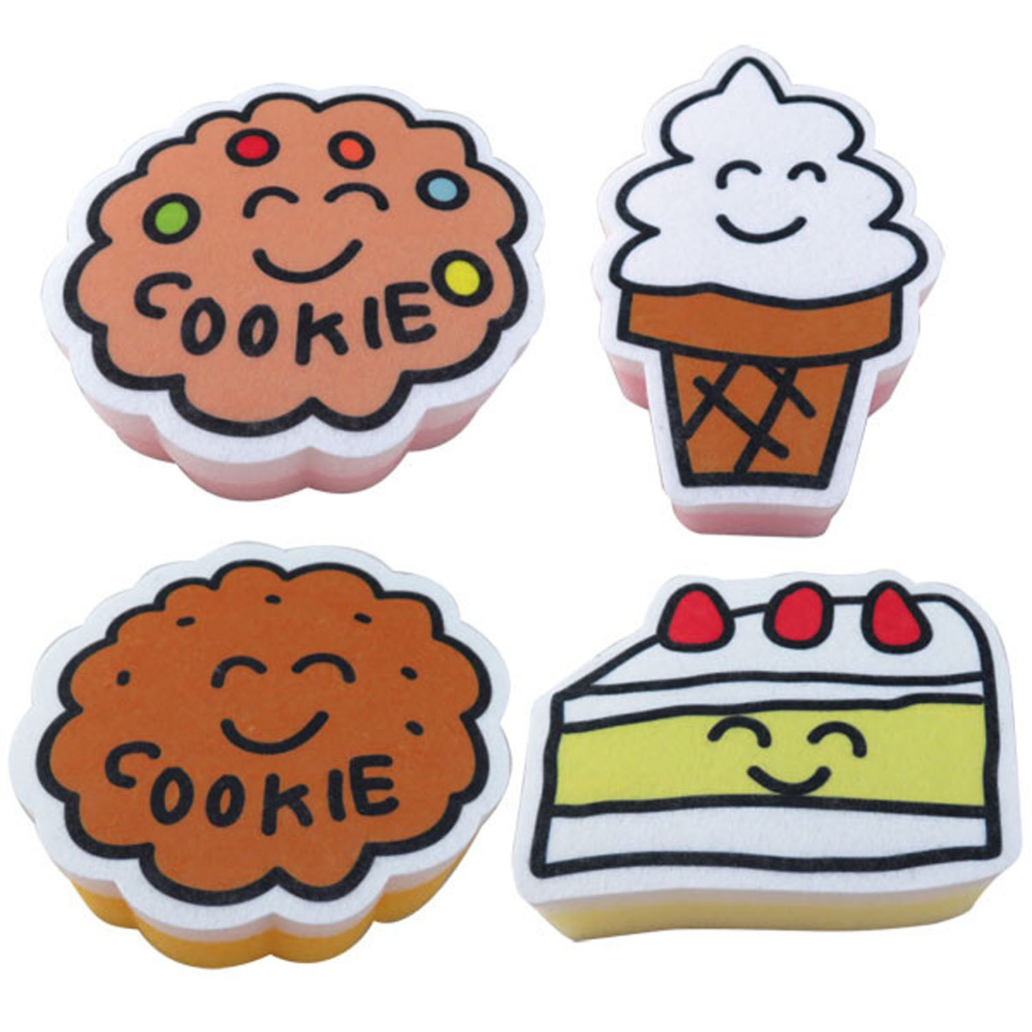 童趣插畫洗碗海綿4件組-甜點系列