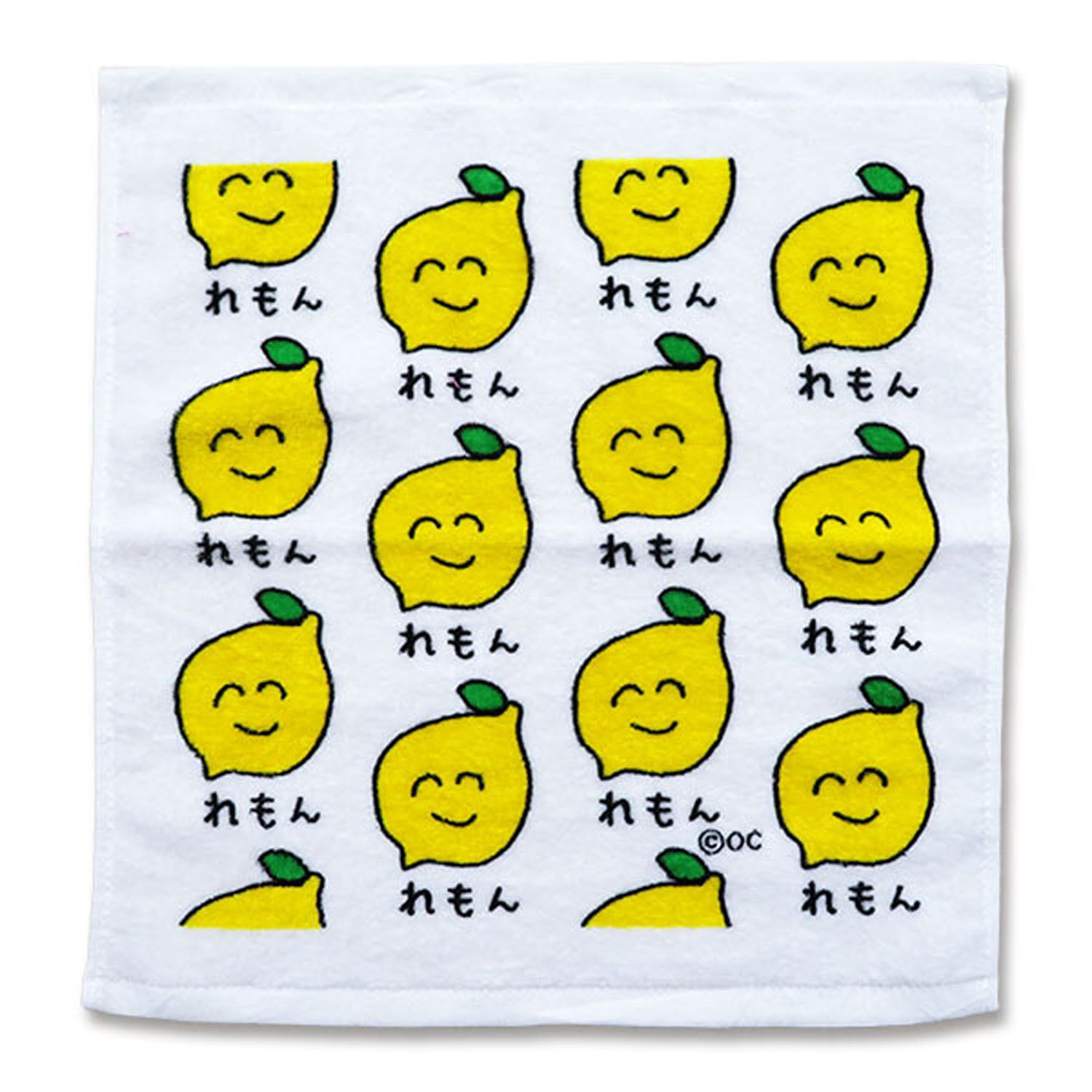 童趣插畫方巾/手帕-檸檬-白
