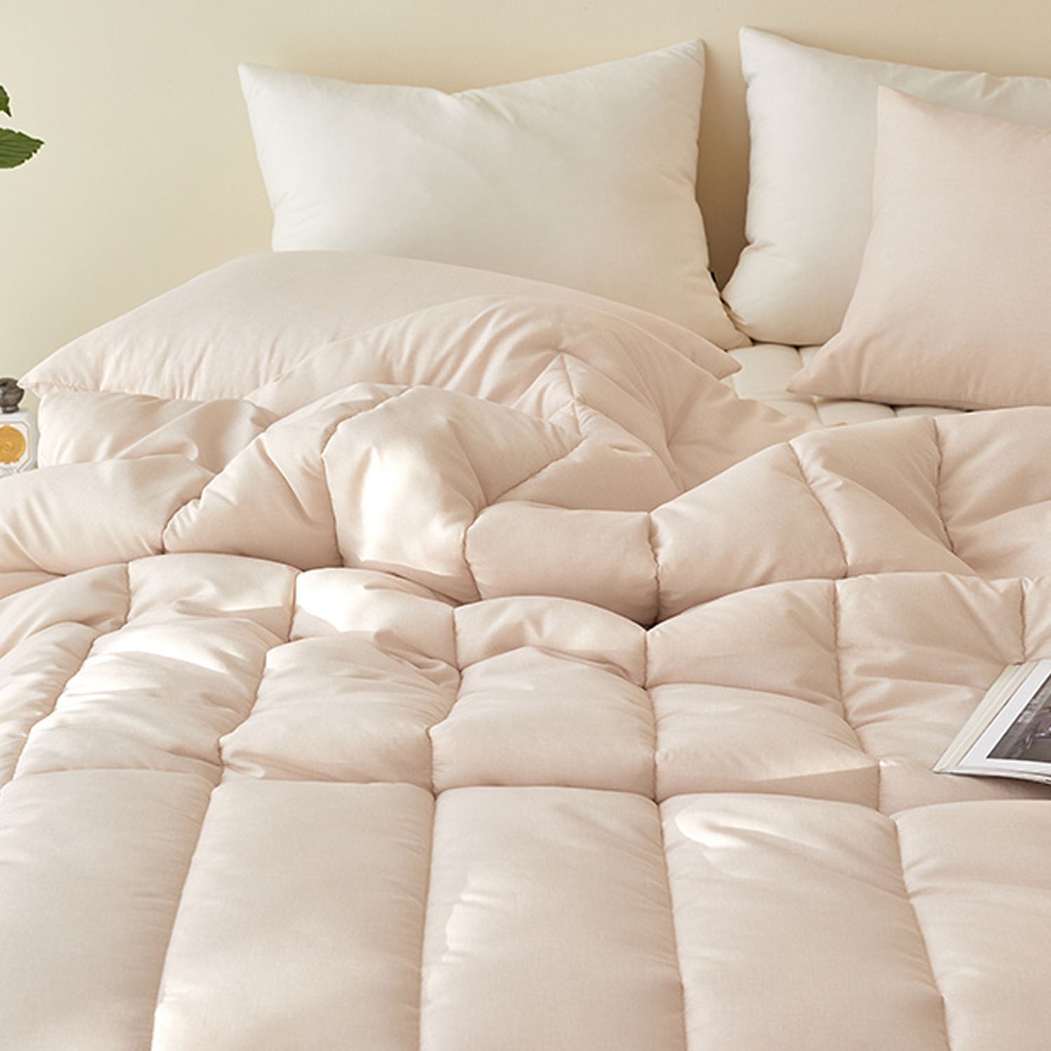 可水洗超細纖維桃皮感棉被-淡奶茶 (單人床[150X200cm])