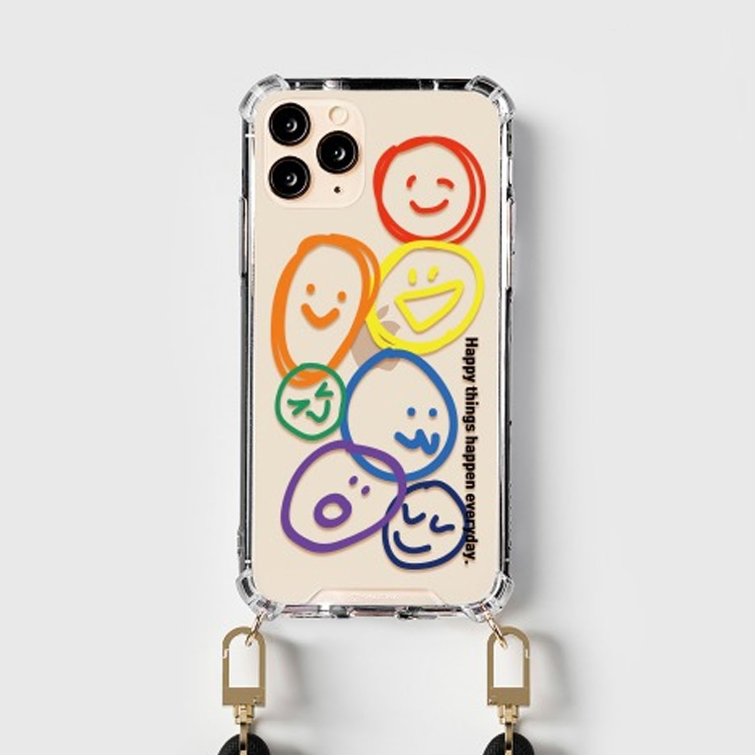 設計款編繩防摔手機殼(編繩另外加購)-彩虹表情 (iPhone-12/ 12 Pro)