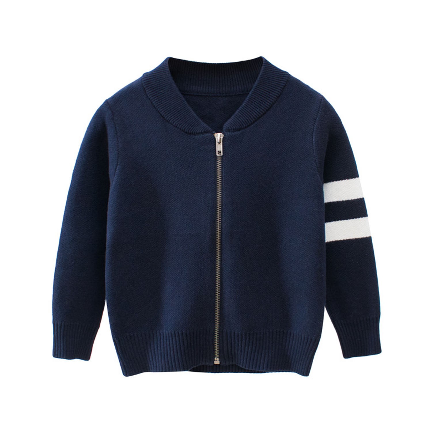 針織棒球外套-深藍色 (90cm)