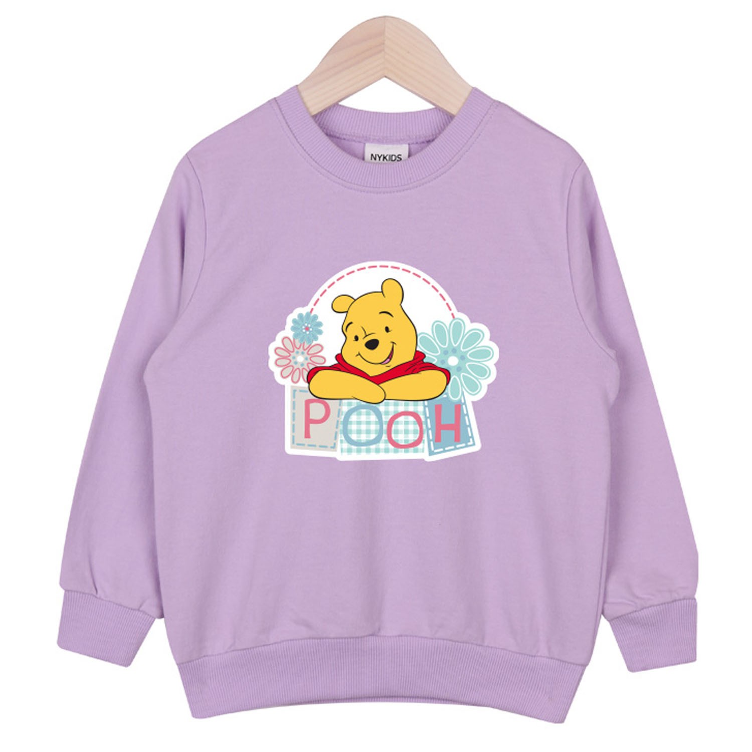 迪士尼100%純棉T-花花小熊維尼-淺紫 (110號)