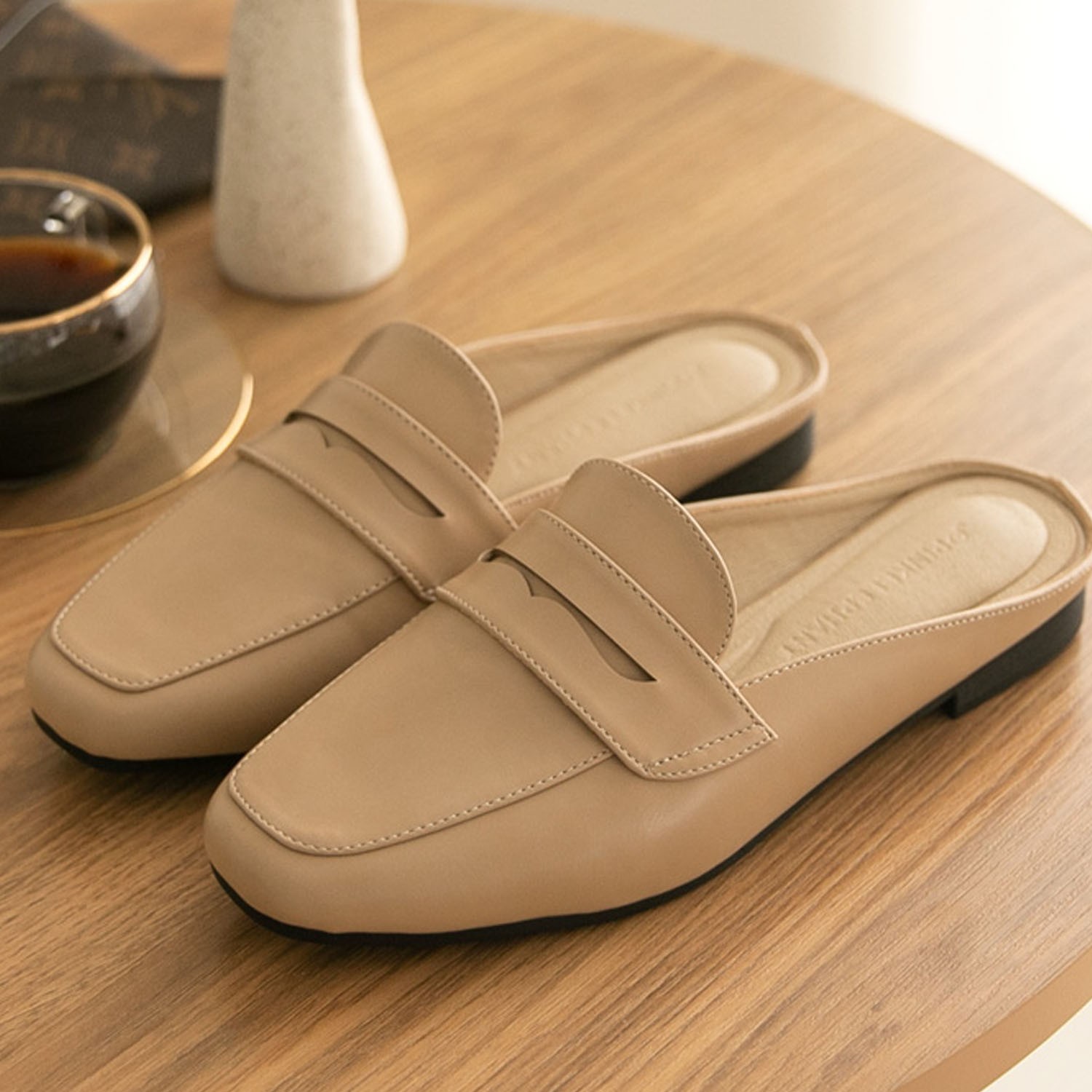 鏤空軟底穆勒鞋(2.5cm)-杏 (22.5)