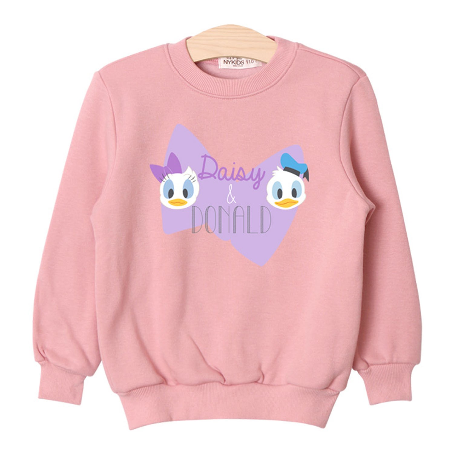 迪士尼裏起毛印花T-蝴蝶結唐老鴨-淺粉紅 (110號)