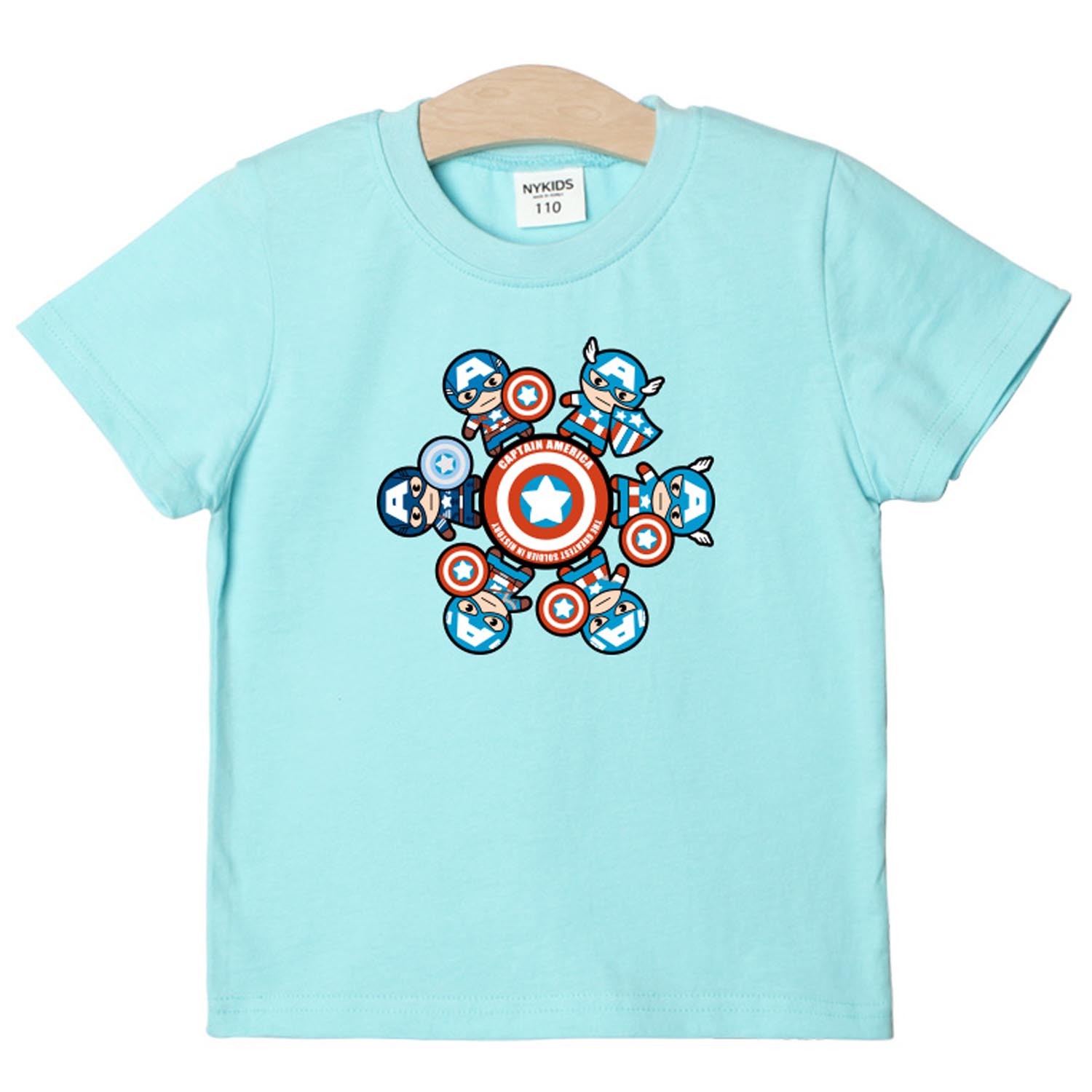 純棉T-美國隊長圍圈圈-天空藍 (110號)