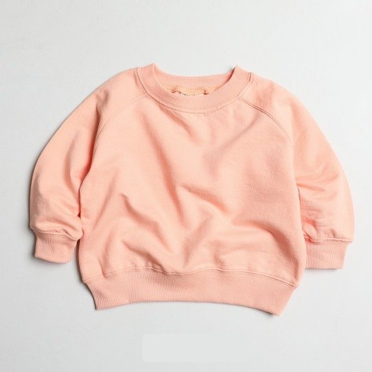 素色純棉大學T-蜜桃橘 (5[90-95cm])