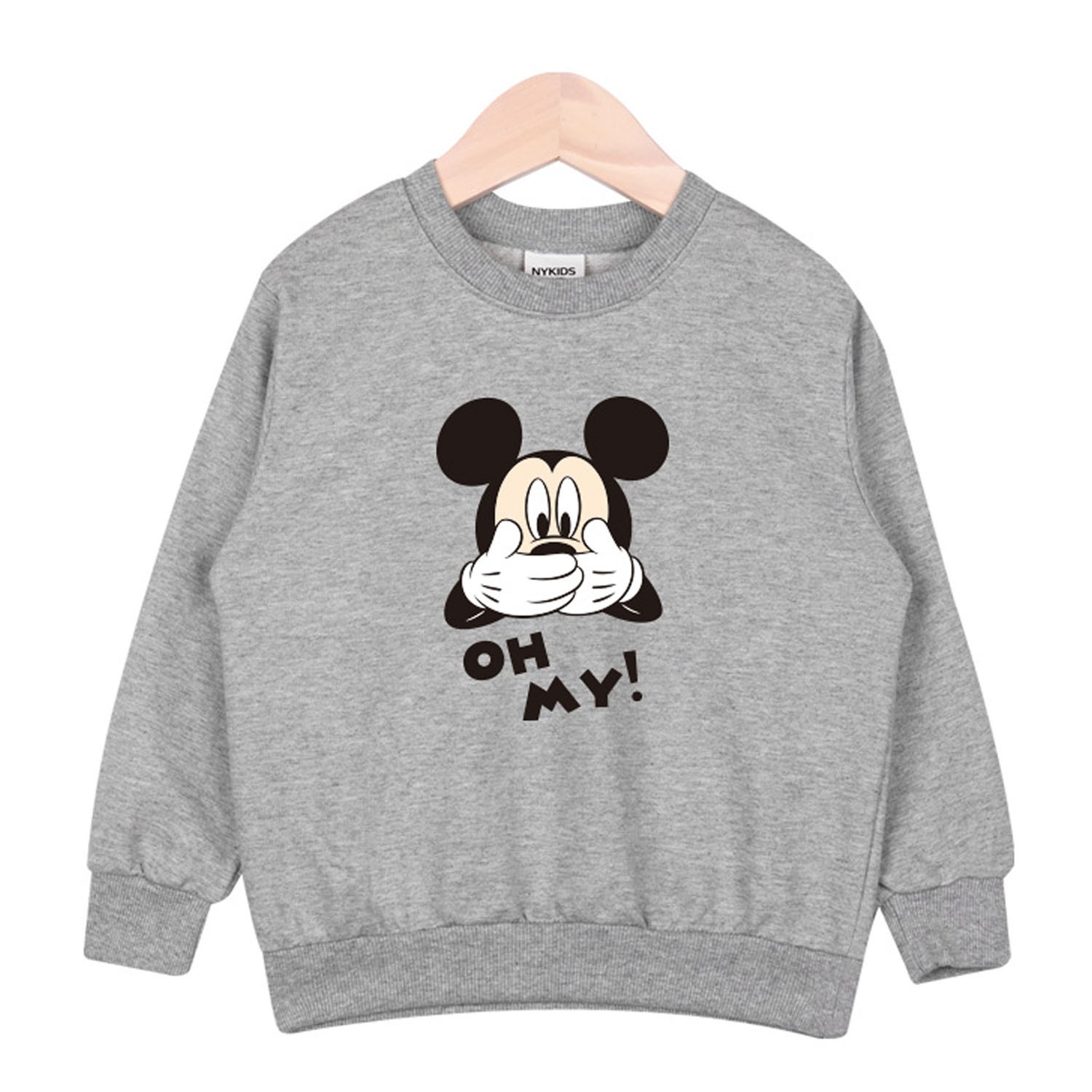 迪士尼100%純棉T-遮嘴巴米奇-灰 (110號)