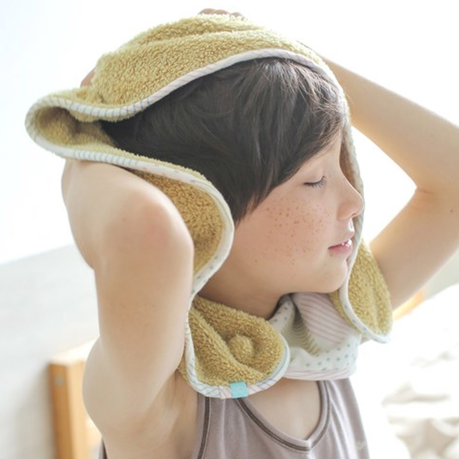 可以扣的球球巾-芥黃 (30x75cm)-團購專案