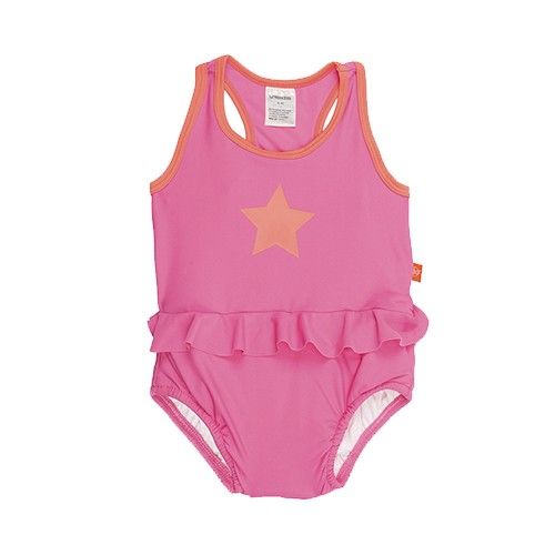 嬰幼兒抗UV連身式泳裝-粉色甜星 (12個月)