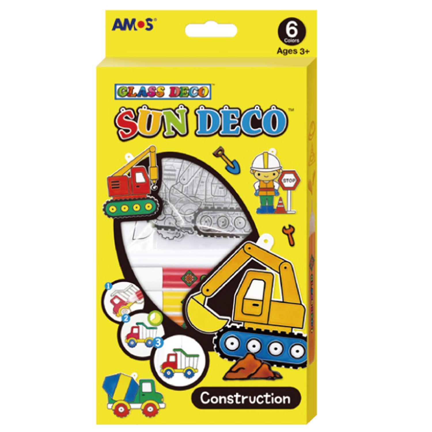 6色工程車主題吊飾玻璃彩繪膠