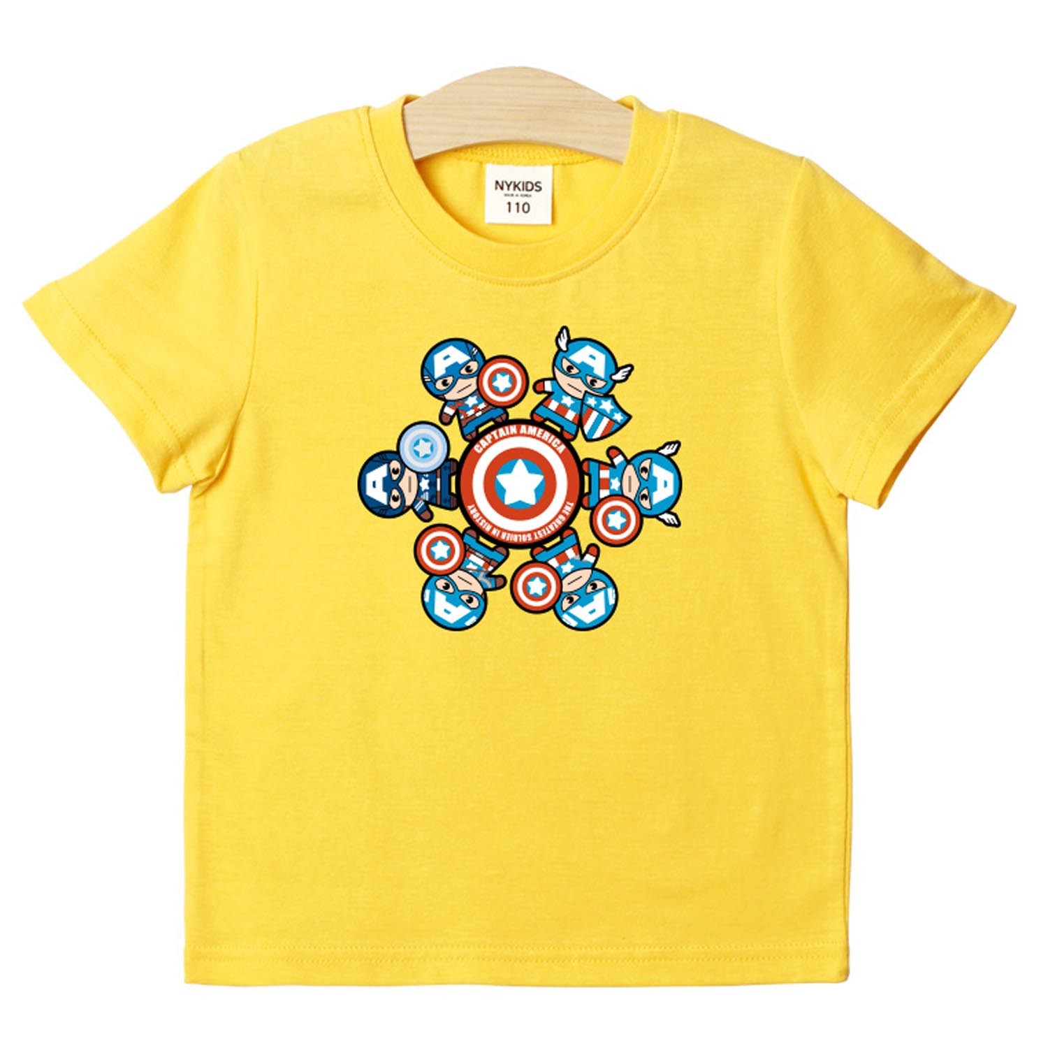 純棉T-美國隊長圍圈圈-黃 (110號)