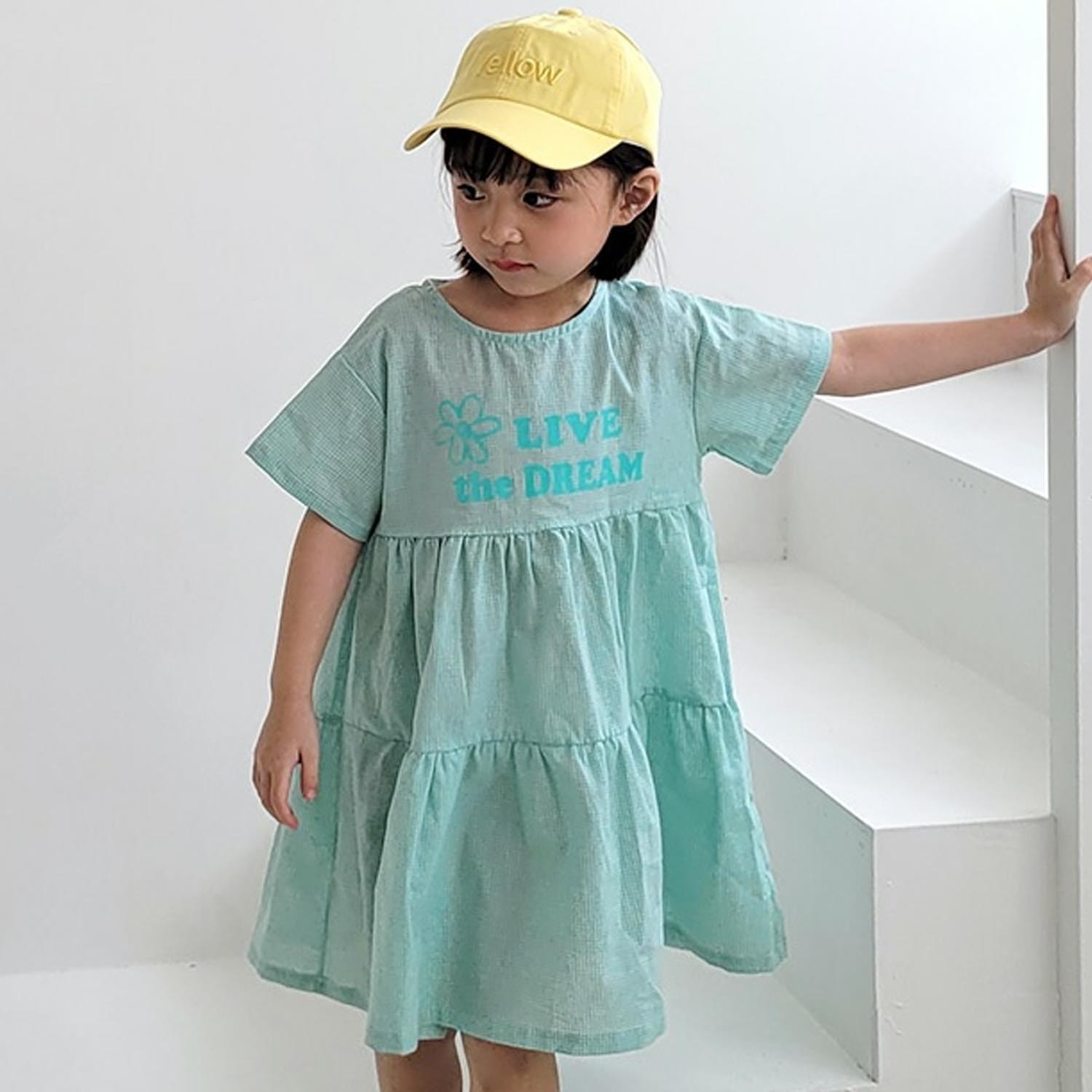 拼接感長版洋裝-薄荷綠 (5號[90-95cm])