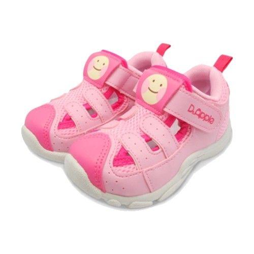 機能童鞋-蘋果微笑簍空涼鞋-粉 (15)