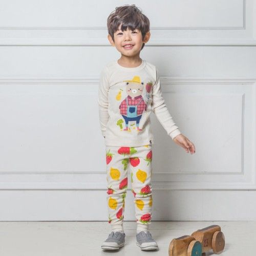 30支無螢光棉長袖家居服-小熊農夫 (90)