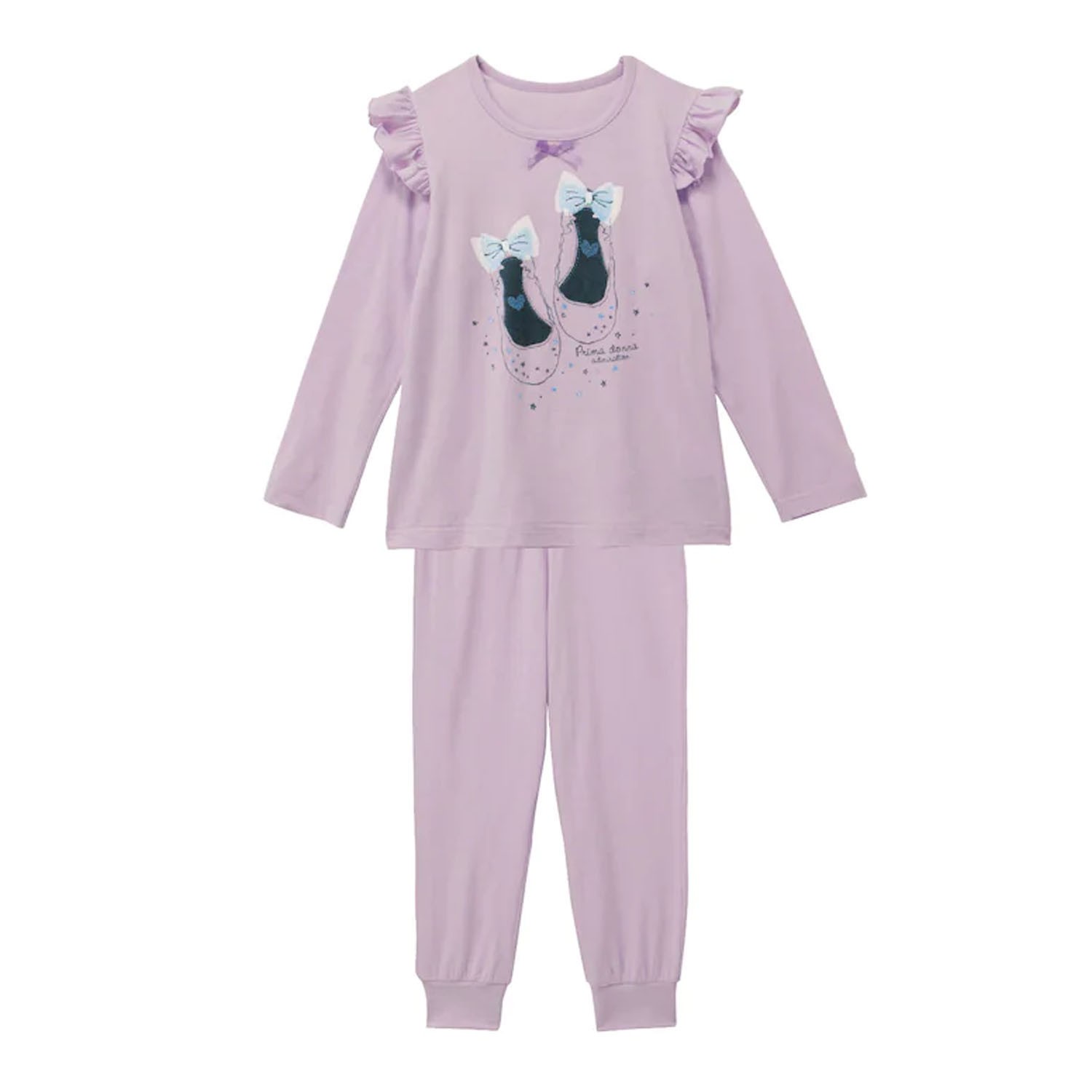 純棉長袖家居服/睡衣(吸水速乾)-蝴蝶結娃娃鞋-紫 (90)