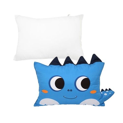 防蟎抗敏可愛動物夥伴雙面兒童枕頭套+枕心-淘氣恐龍