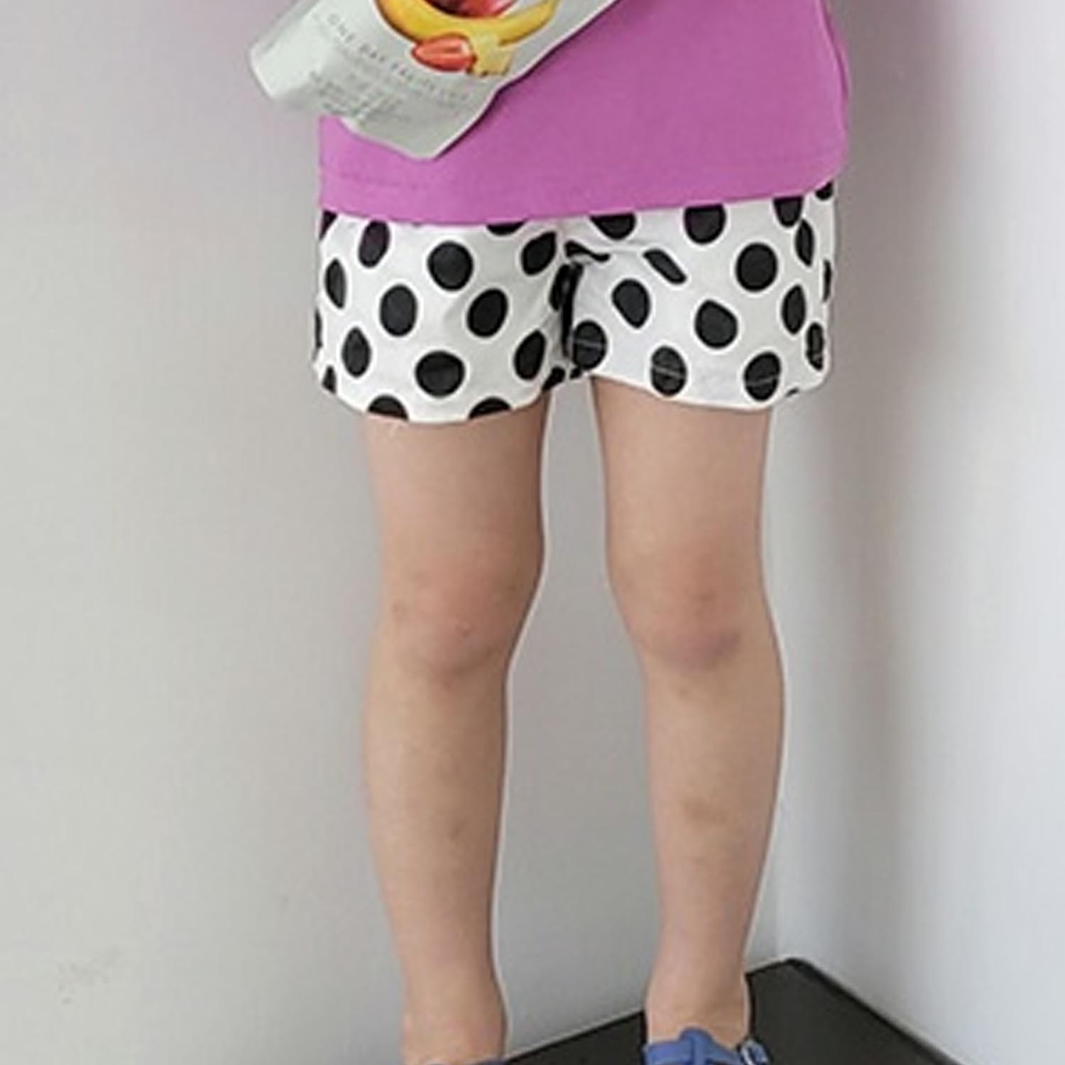 鬆緊腰棉質短褲-點點黑 (5號[90-95cm])