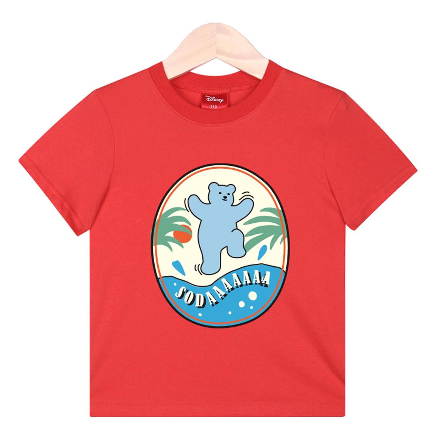 純棉T-海邊果凍熊-橘紅 (110號)