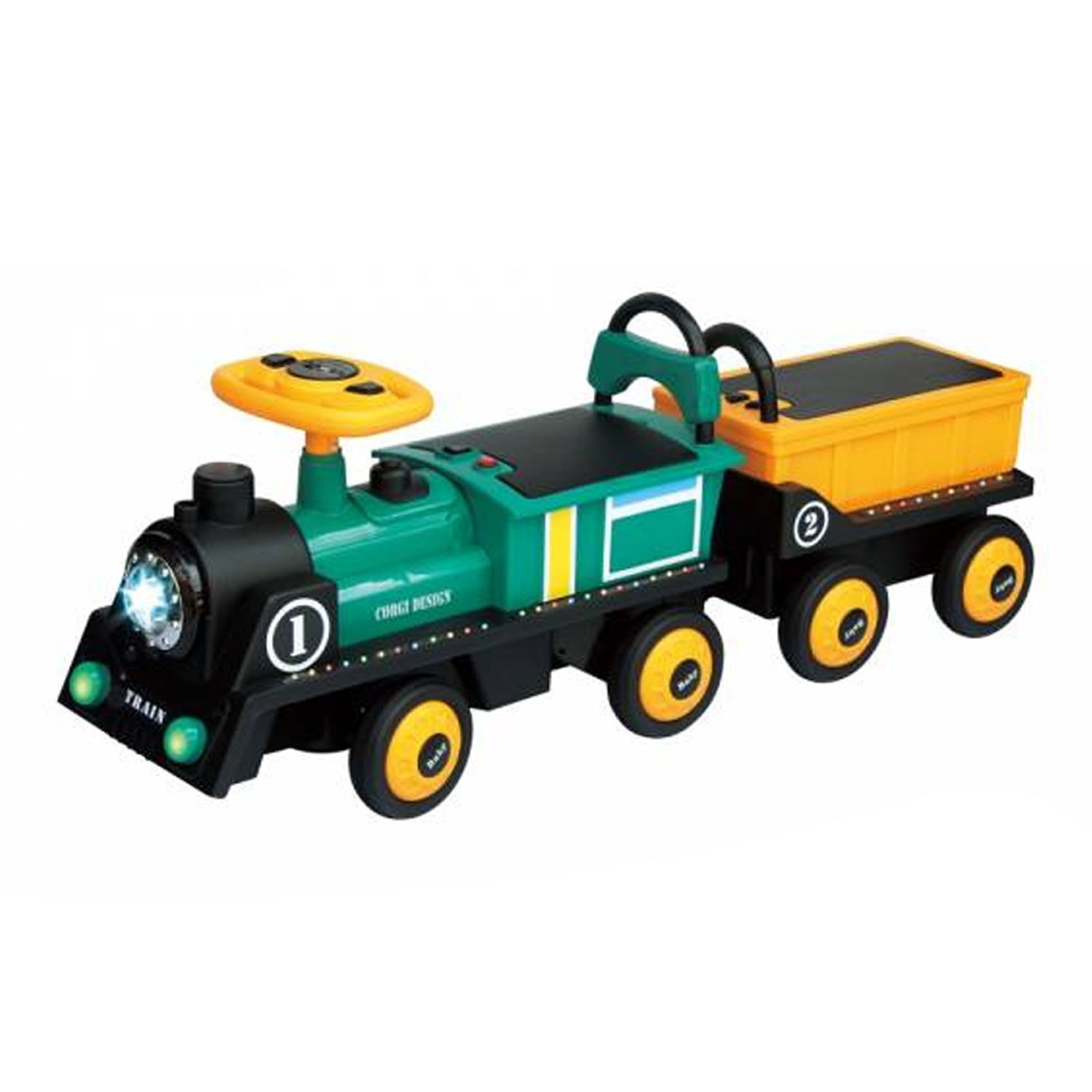 仿真煙霧汽笛  雙座兒童電動小火車  RT-301 綠色